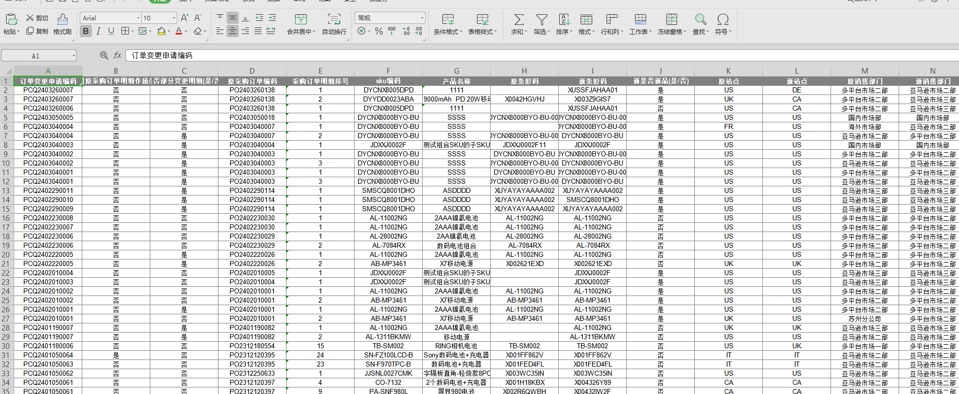 采购订单变更申请