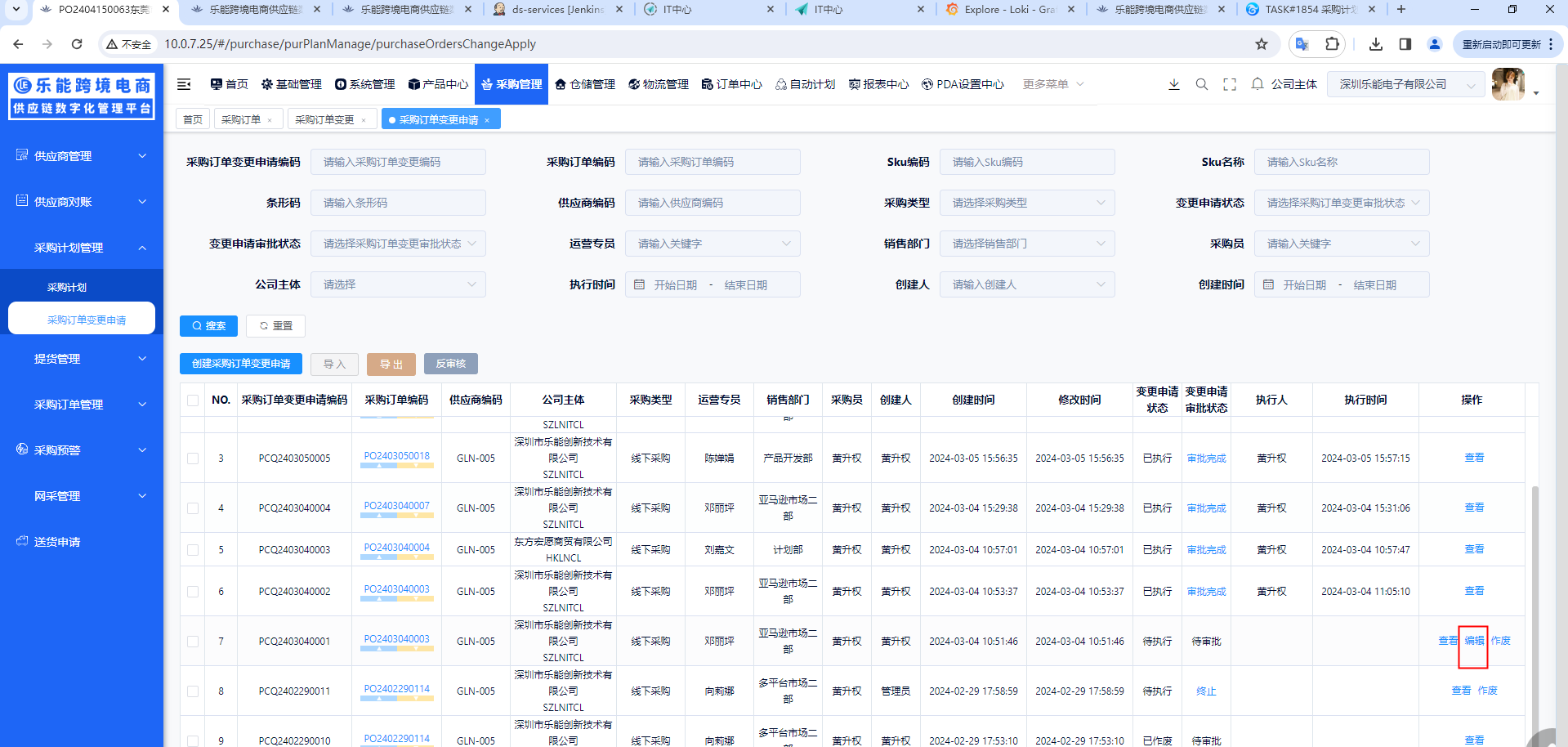 采购订单变更申请