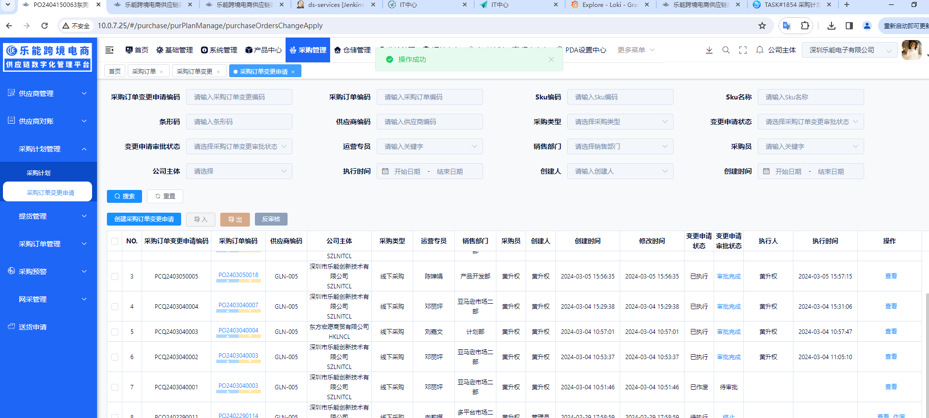 采购订单变更申请