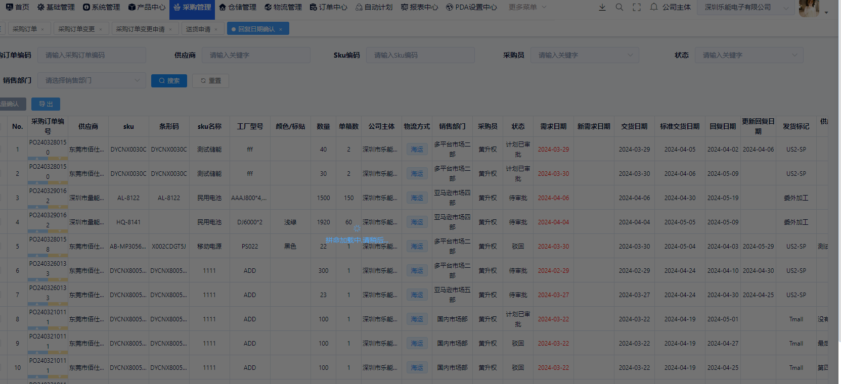 采购订单回复日期